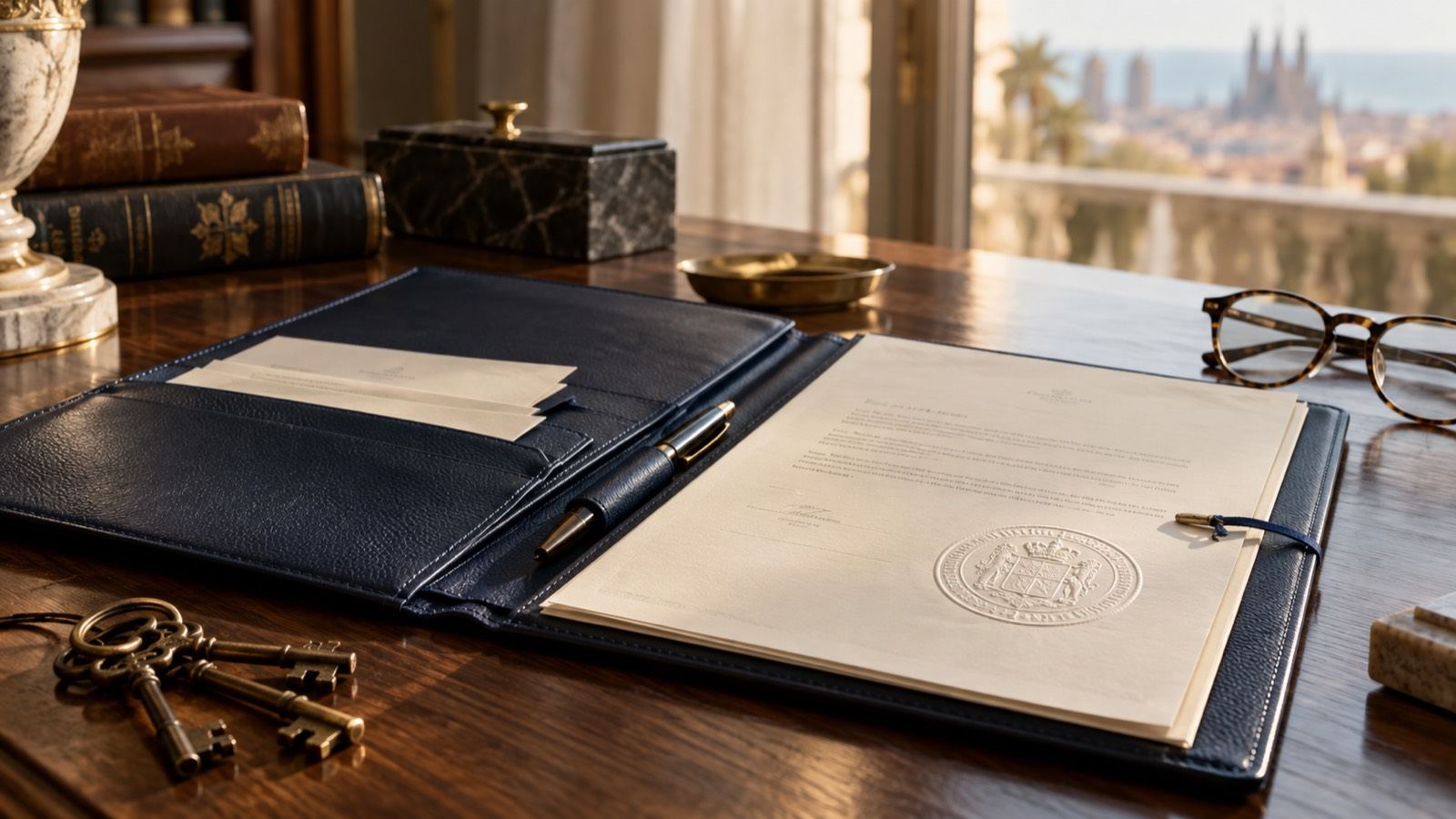 Carpeta con escrituras y documentos